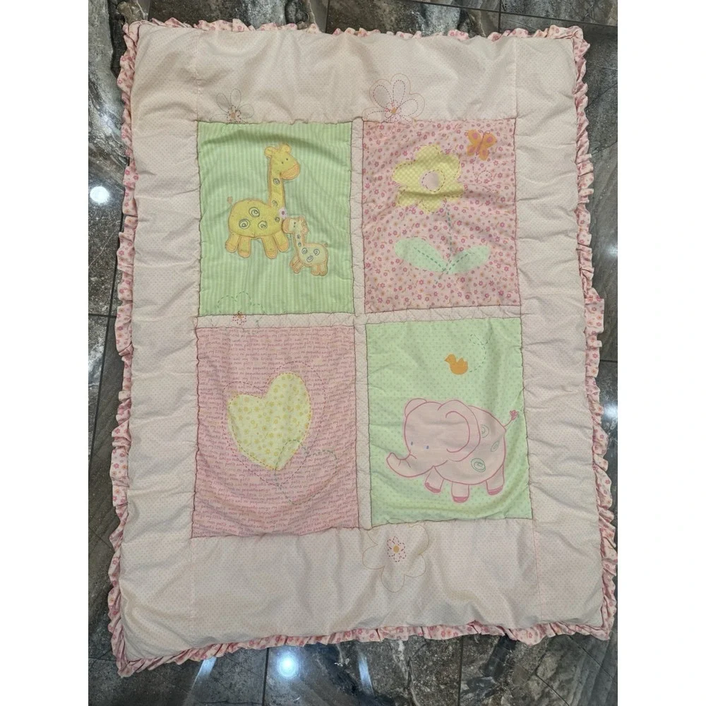 Vintage Pastel Baby Quilt Comforter ‎ Patchwork Nursery Blanket 42 X 32